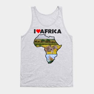 I Love Africa Wildlife Collage Map Tank Top